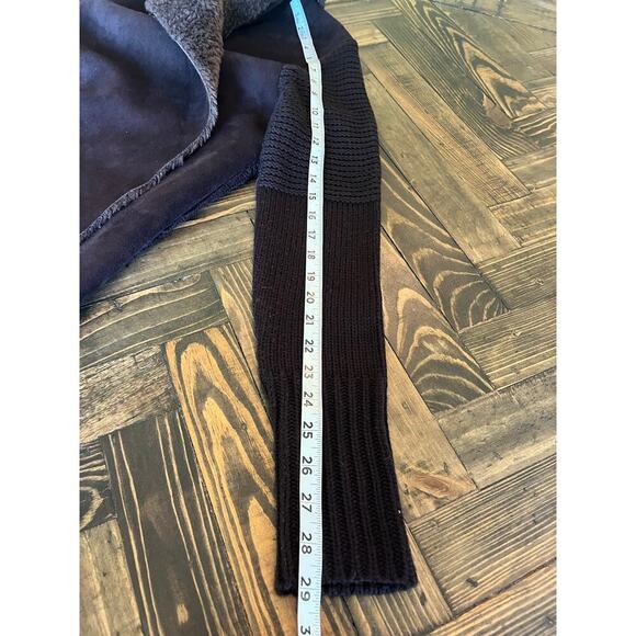 Neiman Marcus Open Front Knit Cardigan Sweater Women M Faux Fur Hobbit Neutral - Picture 6 of 8